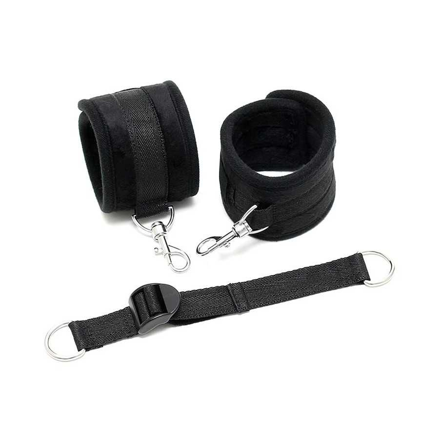 Rimba Bondage Play Esposas para Tobillos Con Correa Elastica Color Negro