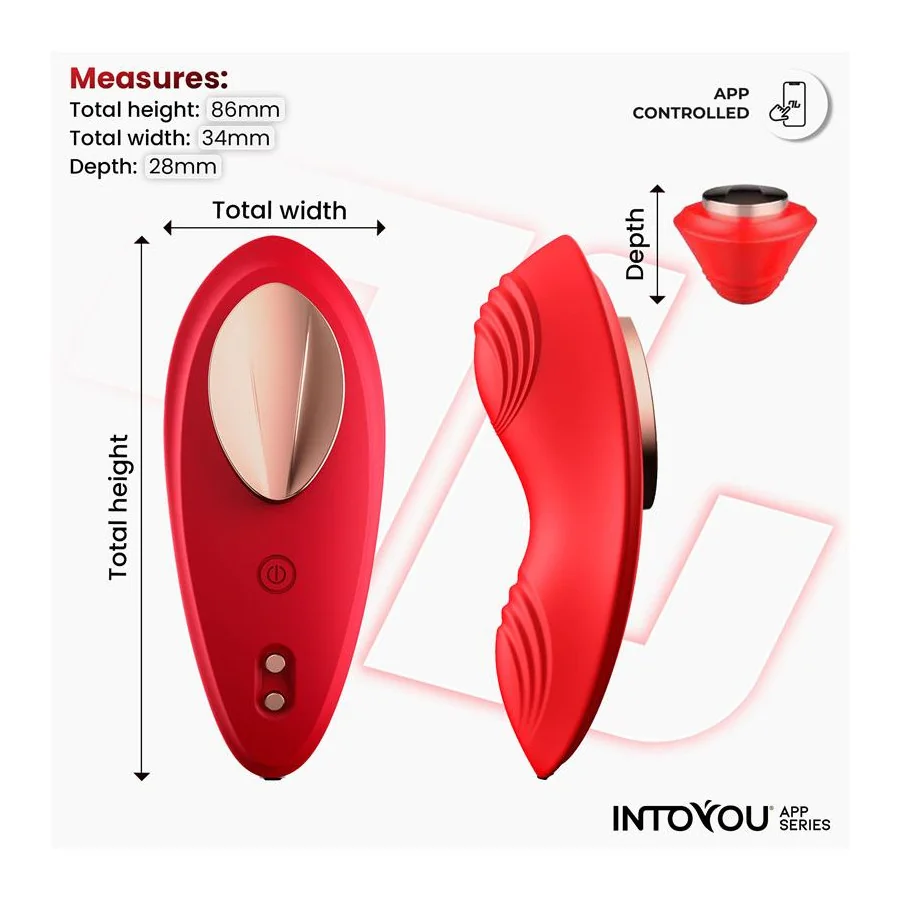 Vibrador de Braguita con APP Silicona Rojo