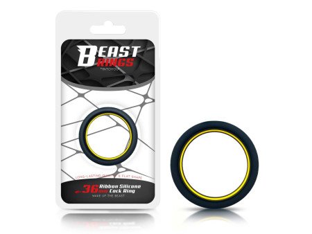 Anillo para el Pene 100 Silicona Solida 36 cm Amarillo y Negro
