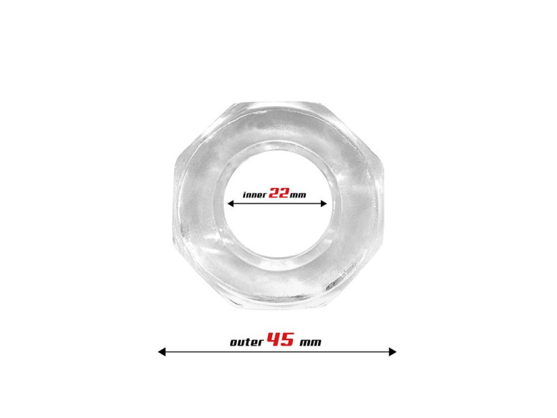 Anillo para el Pene Super Flexible Poligonal 22 cm Transparente