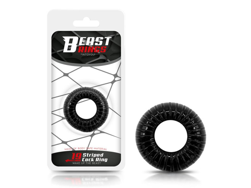 Anillo para el Pene Striped Super Flexible y Resistente 19 cm Negro