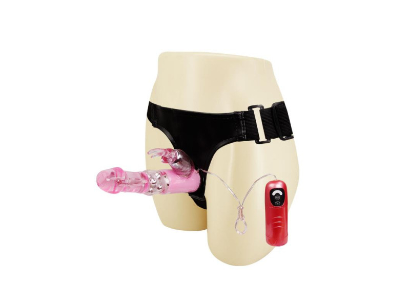 Baile Arnes con Dildo Vibrador Rosa 18 cm