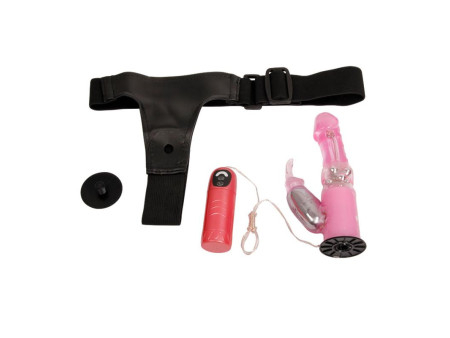 Baile Arnes con Dildo Vibrador Rosa 18 cm