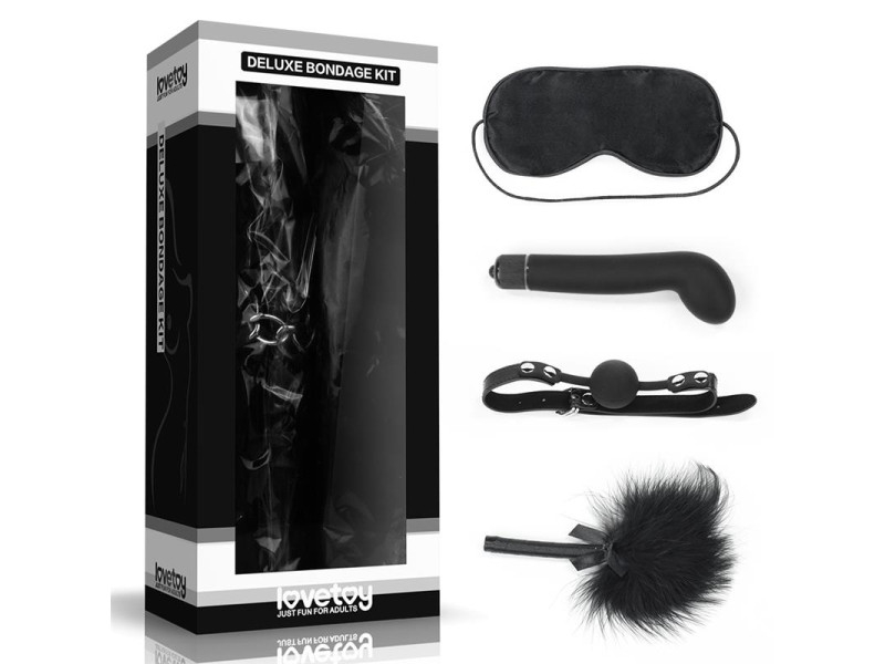 Kit Bondage Deluxe con Vibrador Negro Kit Bondage Deluxe con Vibrador Negro