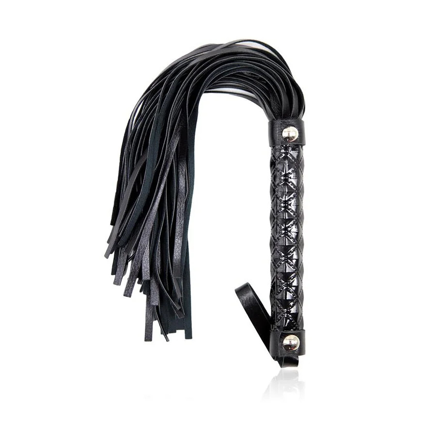 Flogger Patron de Diamante y Mango de Metal 39 cm Negro