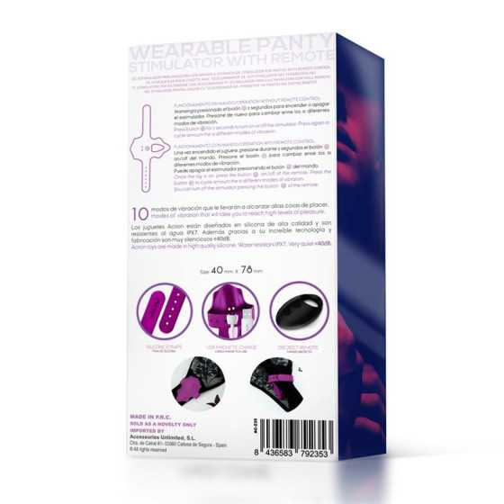 No Seventeen Estimulador de Braguita Control Remoto USB Magnetico Purpura