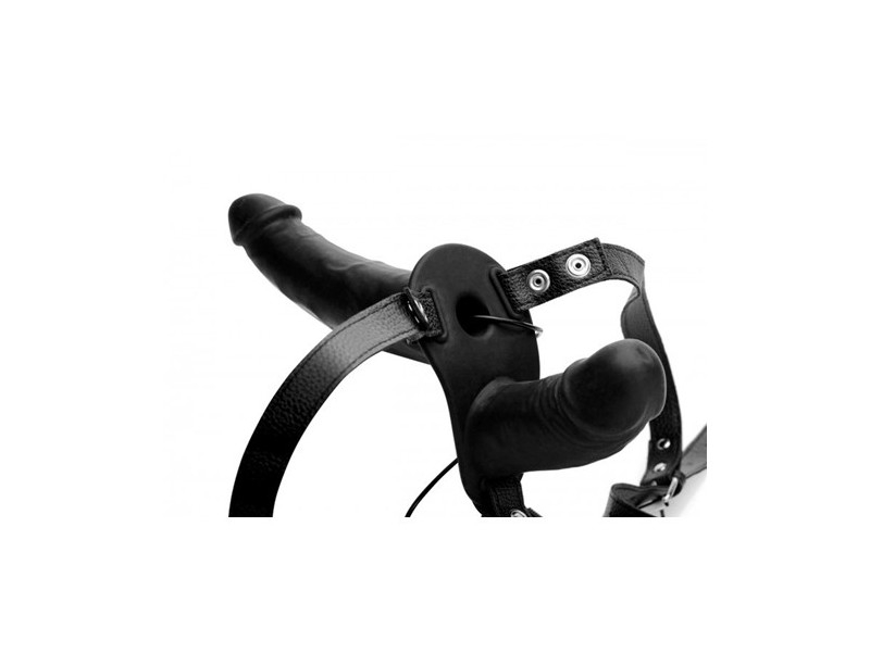 Power Pegger Vibradopr Doble con Arnes Negro
