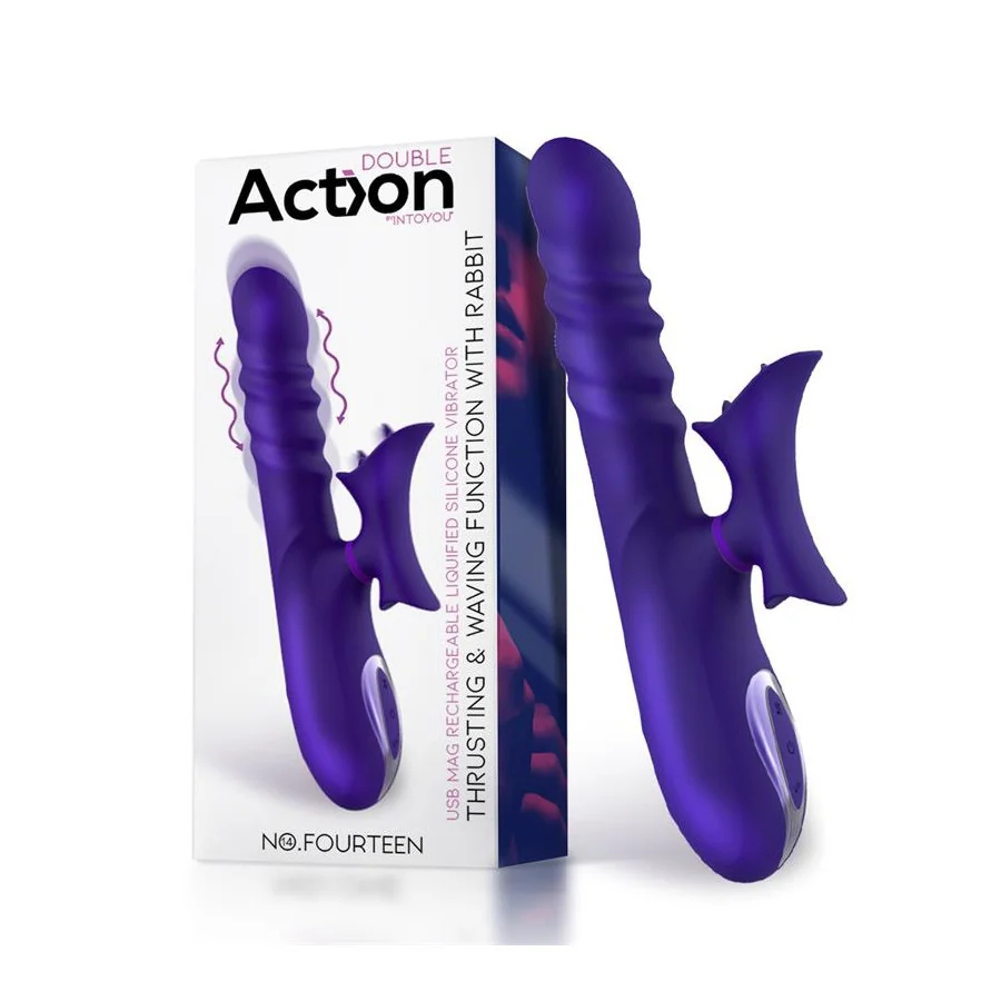 No Fourteen Vibrador Funcion Telescopica Ondulante y Lengua Alta Frecuencia Silicona Liquida USB