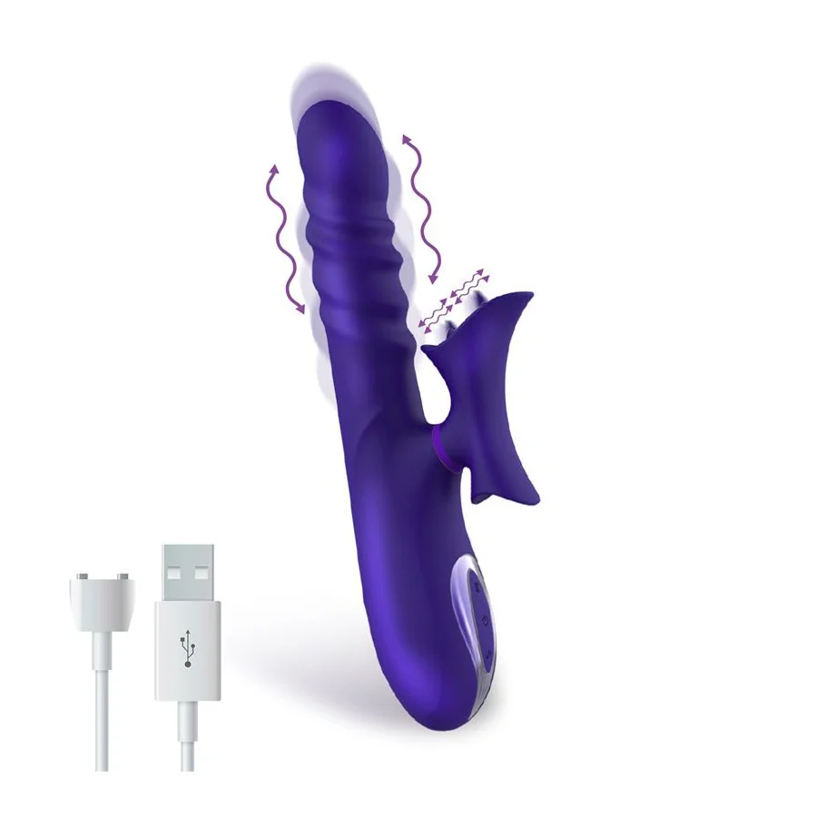 No Fourteen Vibrador Funcion Telescopica Ondulante y Lengua Alta Frecuencia Silicona Liquida USB