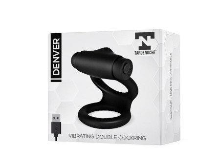Denver Anillo Doble con Bala Vibradora USB Silicona Negro