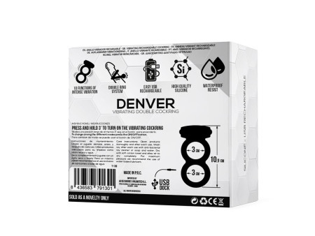 Denver Anillo Doble con Bala Vibradora USB Silicona Negro