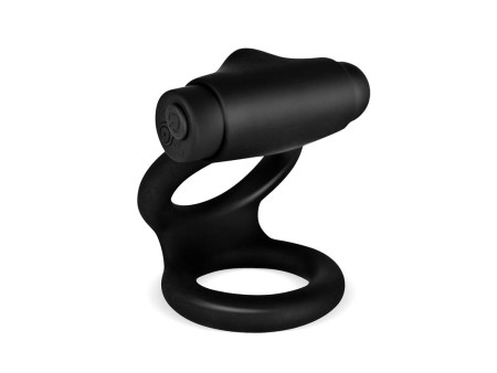 Denver Anillo Doble con Bala Vibradora USB Silicona Negro