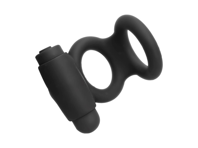 Denver Anillo Doble con Bala Vibradora USB Silicona Negro