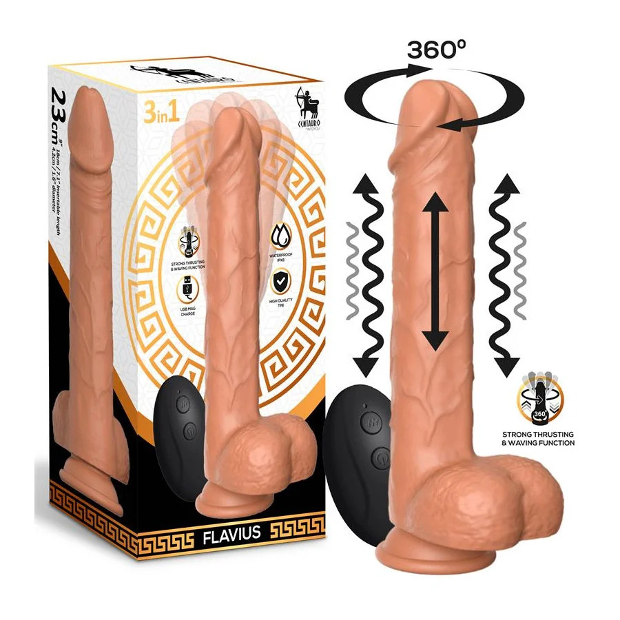 Flavius Dildo con Vibracion Thrusting y Waving 360º 9 23 cm