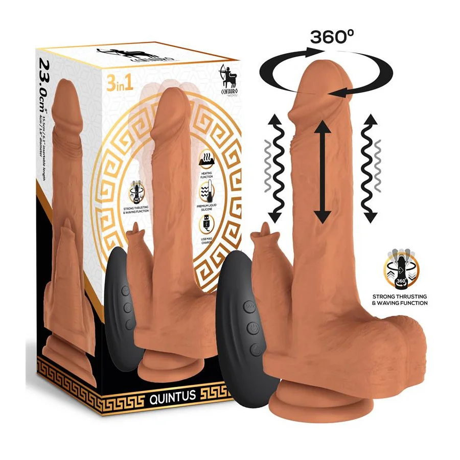 Quintus Dildo con Vibracion Thrusting y Waving 360º 9 23 cm Quintus Dildo con Vibracion Thrusting y Waving 360º 9 23 cm