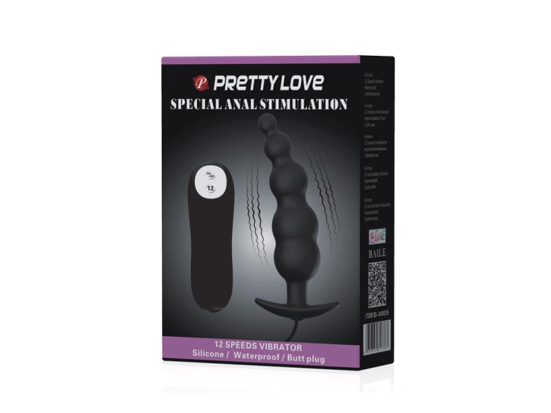 Vibrador Anal Burbujas Negro con Control Remo cl70