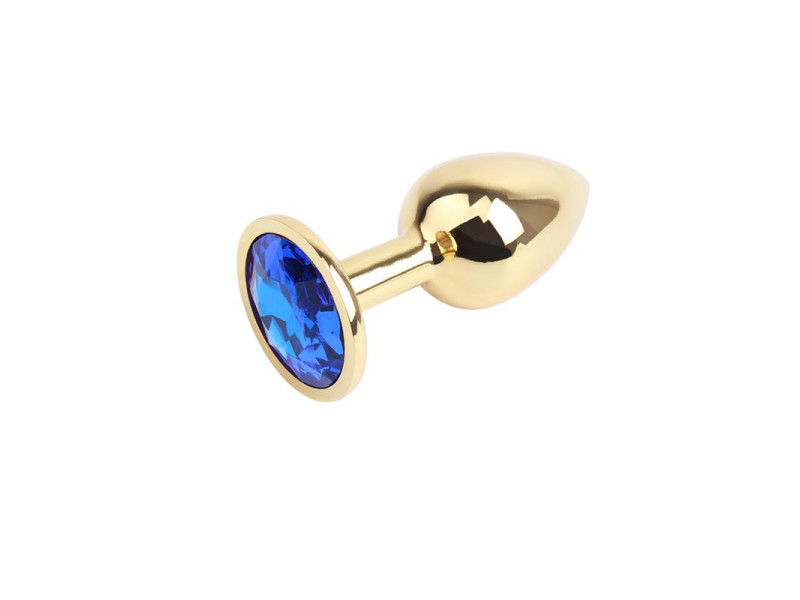 Plug Anal Dorado con Gema Azul