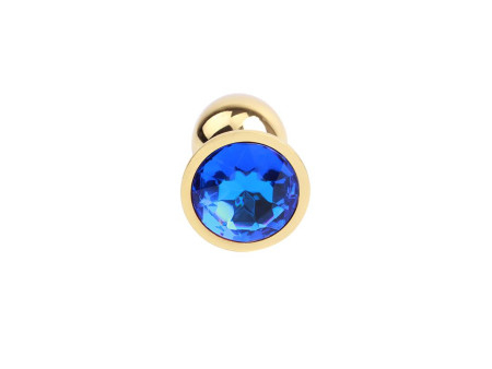 Plug Anal Dorado con Gema Azul Plug Anal Dorado con Gema Azul