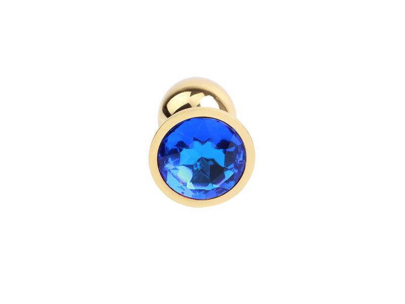 Plug Anal Dorado con Gema Azul