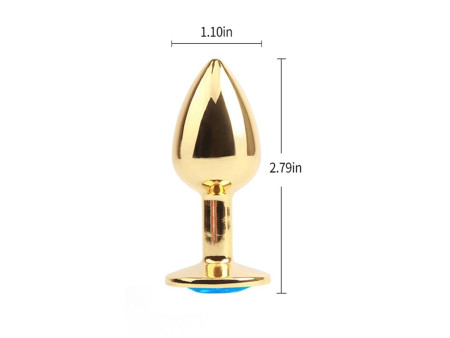 Plug Anal Dorado con Gema Azul Plug Anal Dorado con Gema Azul