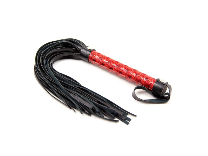 Flogger Patron de Diamante y Mango de Metal 39 cm Rojo