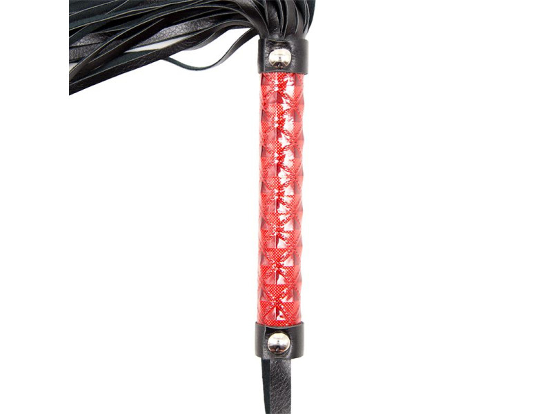 Flogger Patron de Diamante y Mango de Metal 39 cm Rojo