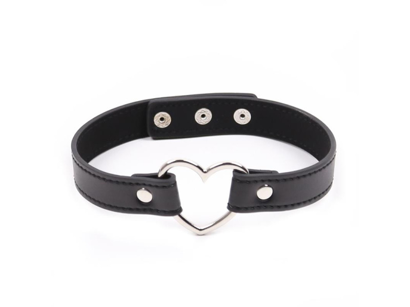 Collar con Aro en Forma de Corazon Ajustable 415 cm Negro