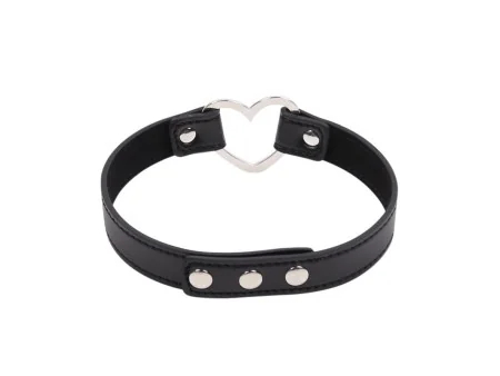 Collar con Aro en Forma de Corazon Ajustable 415 cm Negro