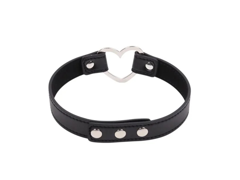 Collar con Aro en Forma de Corazon Ajustable 415 cm Negro