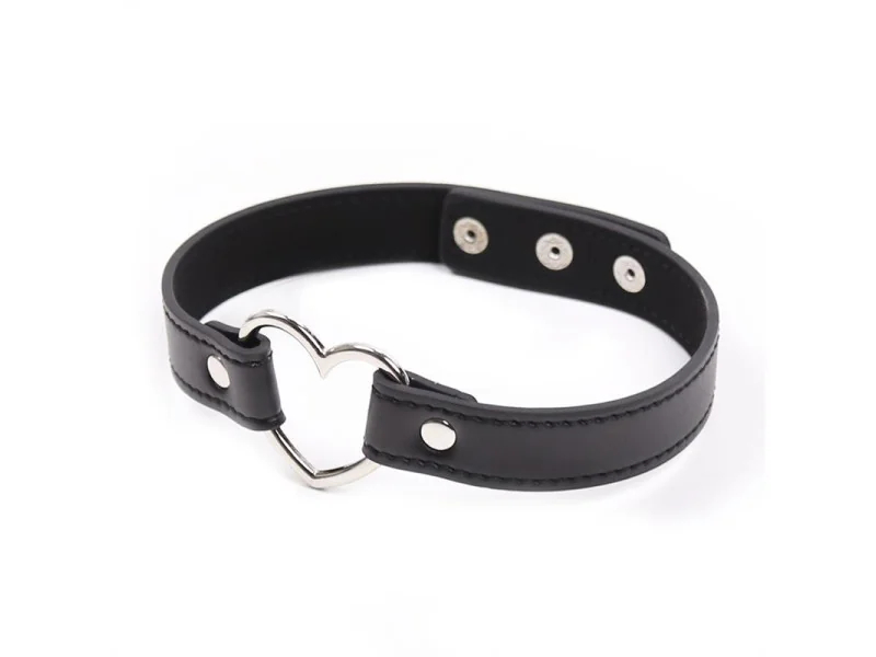 Collar con Aro en Forma de Corazon Ajustable 415 cm Negro