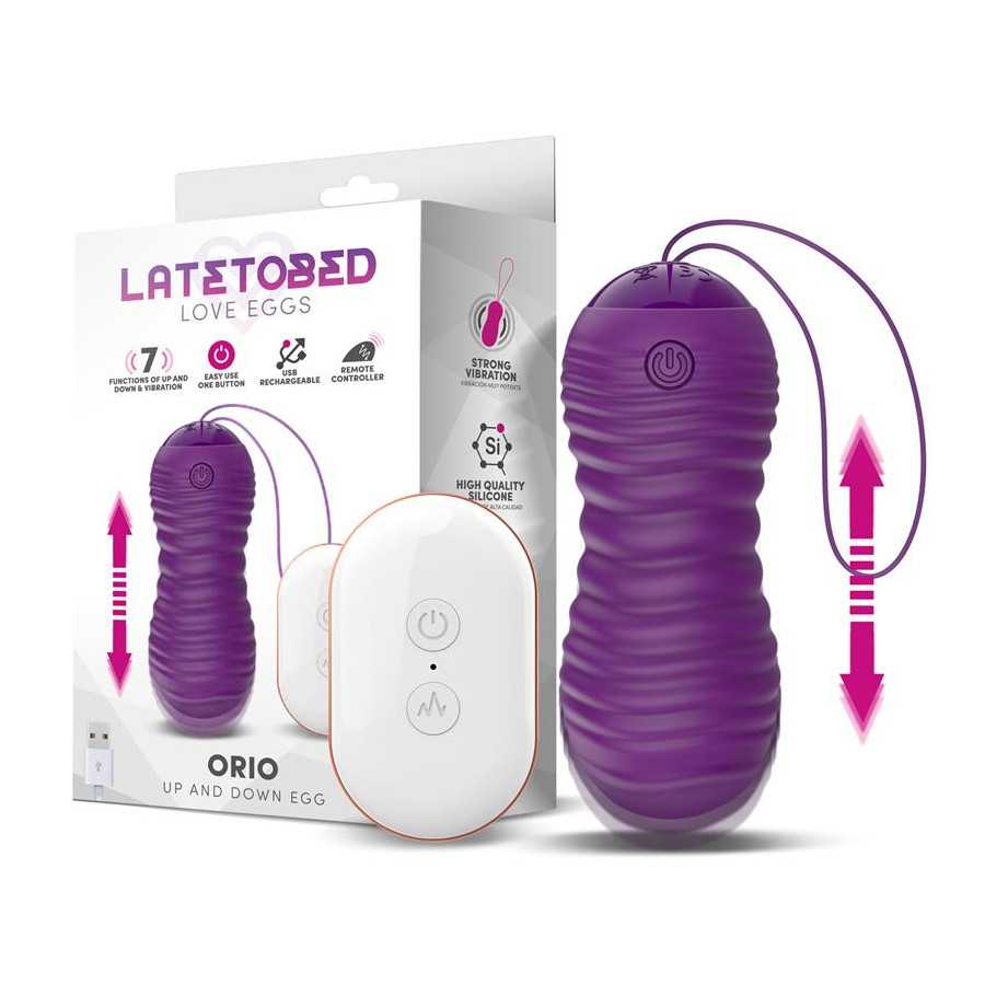 Orio Huevo Vibrador y Movimiento Telescopico Up and Down Control Remoto Purpura