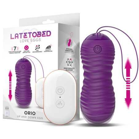 Orio Huevo Vibrador y Movimiento Telescopico Up and Down Control Remoto Purpura