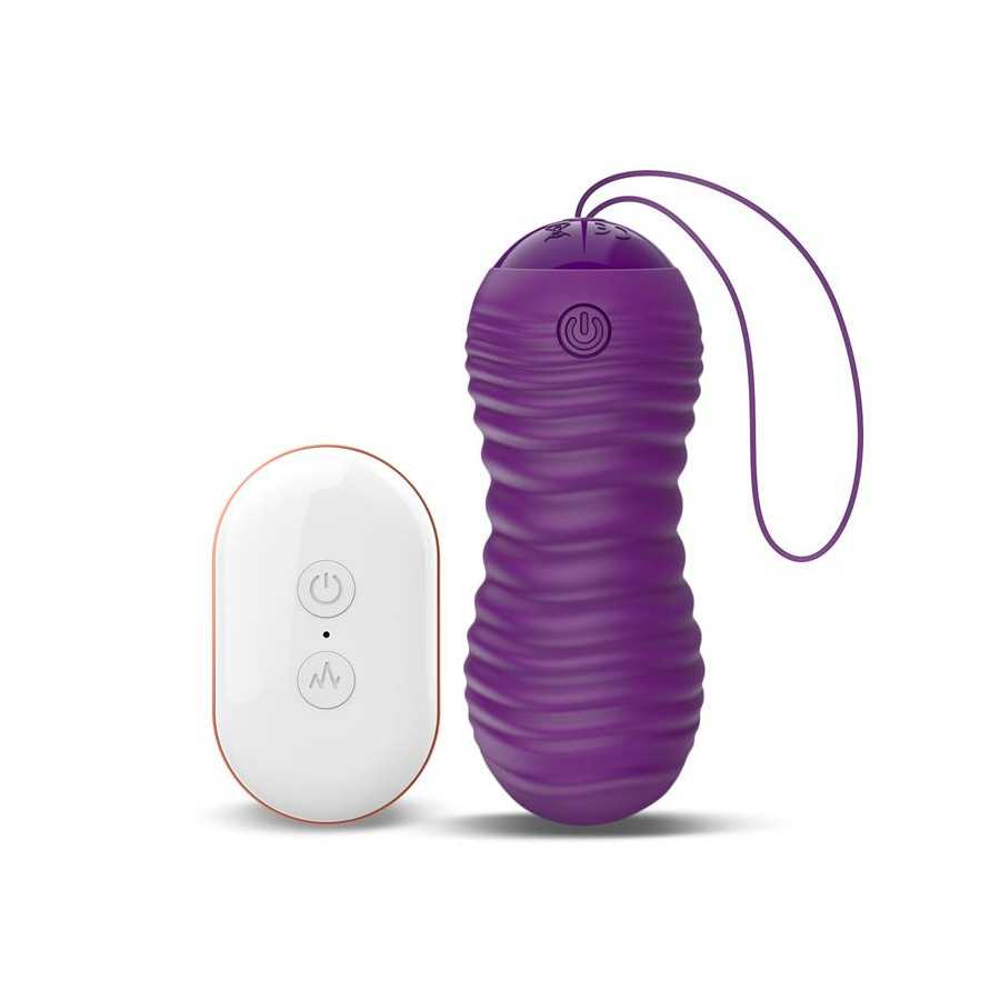 Orio Huevo Vibrador y Movimiento Telescopico Up and Down Control Remoto Purpura