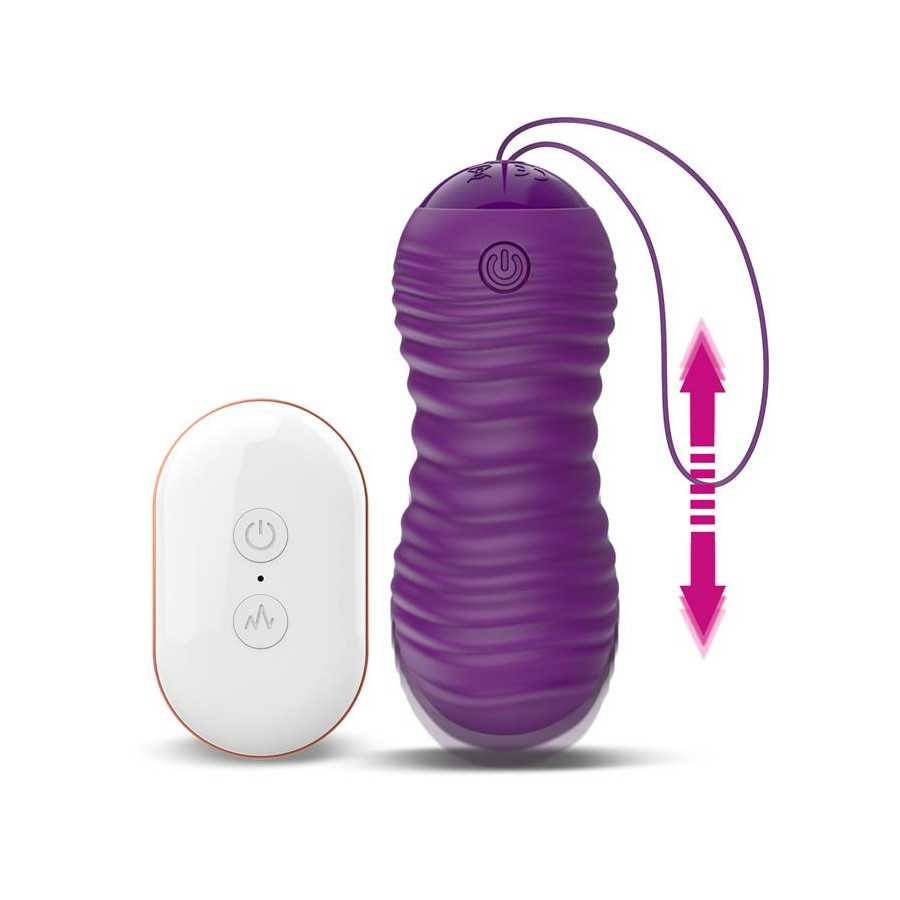 Orio Huevo Vibrador y Movimiento Telescopico Up and Down Control Remoto Purpura