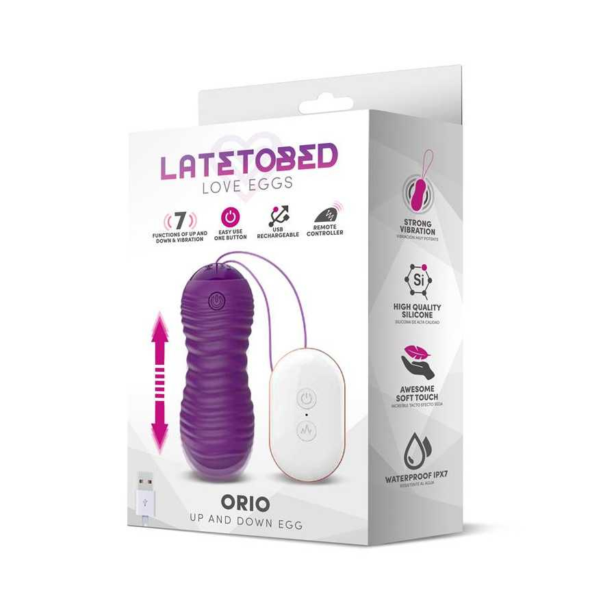 Orio Huevo Vibrador y Movimiento Telescopico Up and Down Control Remoto Purpura