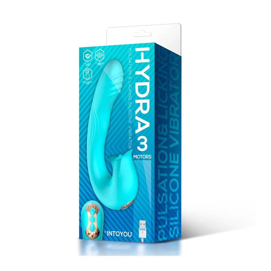 Hydra Vibrador con Pulsacion y Lengua Estimuladora de Clitoris 3 Motores USB