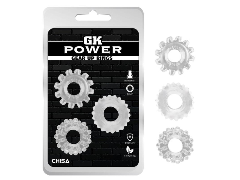 Kit 3 Anillos Pene Gear Up Transparente