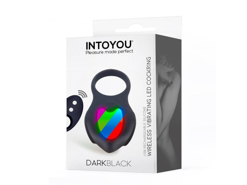 Darkblack Anillo Vibrador con Led Control Remoto USB Silicona