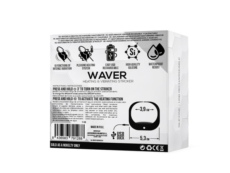 Waver Masturbador Masculino Funcion Calor y Vibracion Flexible USB Silicona