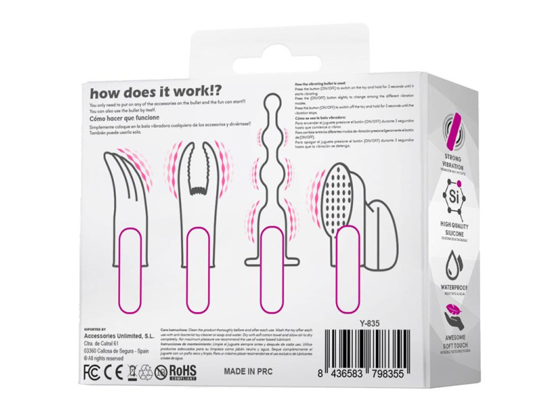 4Fun Bala Vibrador y 4 Fundas USB Impermeable Silicona