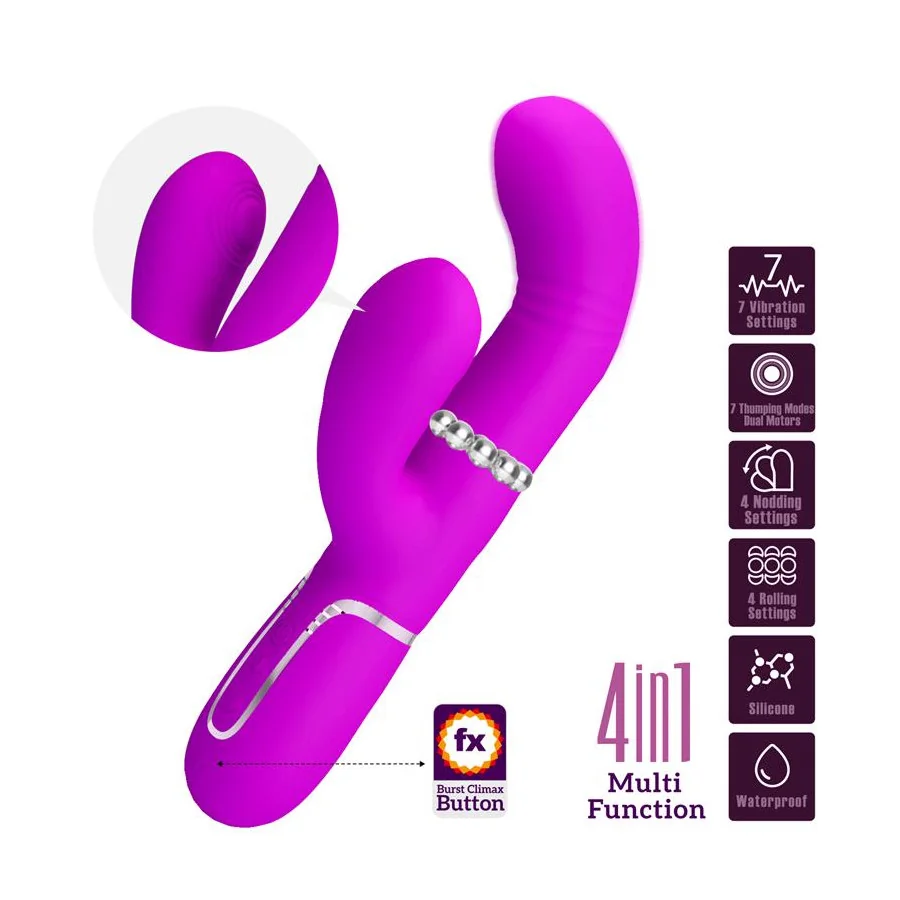 Mariana Vibrador 4en1 Silicona Fucsia