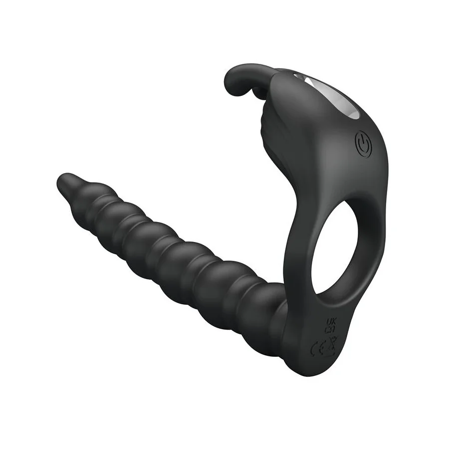 Blackney Anillo Vibrador con Plug Silicona Negro