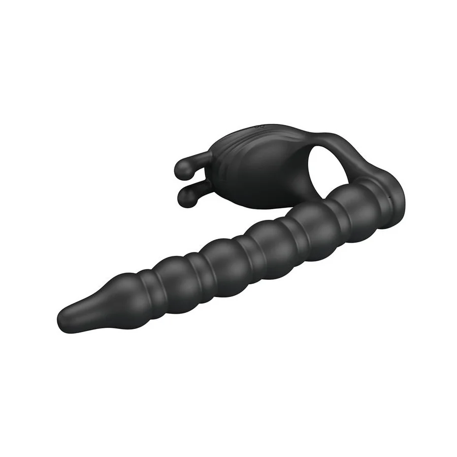 Blackney Anillo Vibrador con Plug Silicona Negro