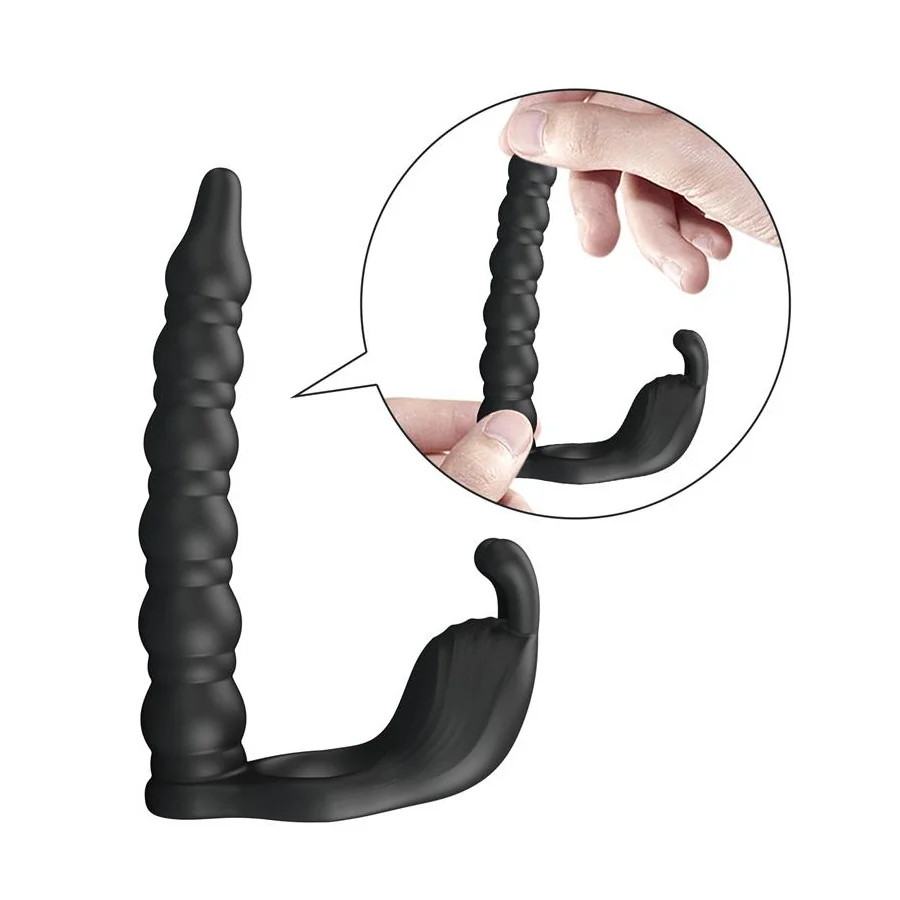 Blackney Anillo Vibrador con Plug Silicona Negro