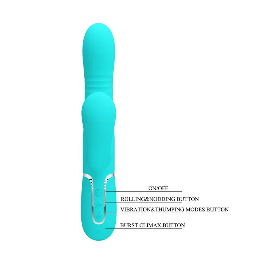 Mariana Vibrador 4 en 1 Silicona Turquesa