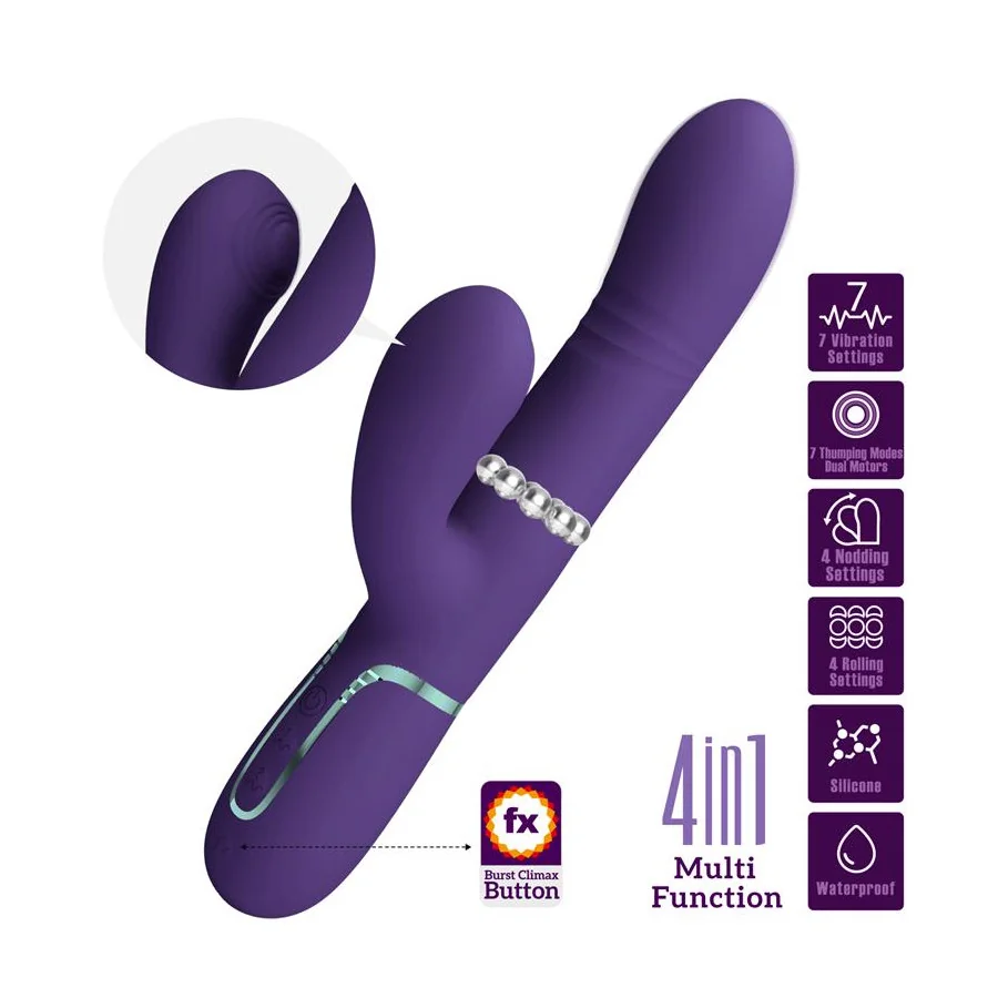 Mariana Vibrador 4 en 1 Silicona Morado