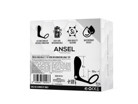 Ansel Plug Anal con Vibracion y Anillo USB Silicona