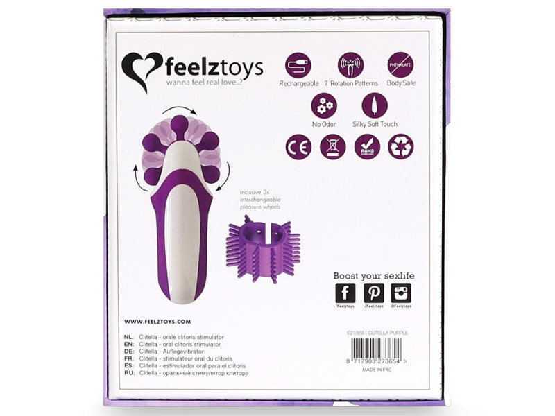 Clitella Estimulador Sexo Oral con Accesorios Purpura