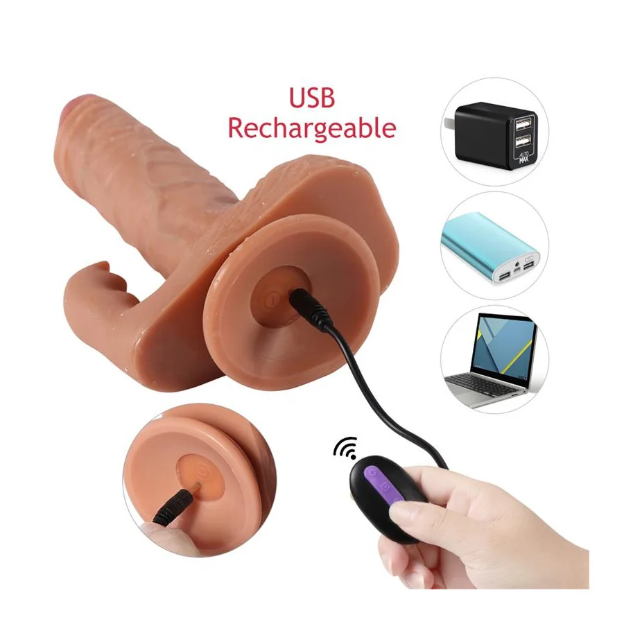Austin Dildo con 10 Modos de Vibracion y Estimulador de Clitoris