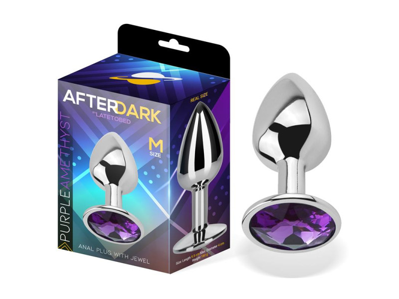 Plug Anal con Joya Purpura Amatista Talla M Aluminio